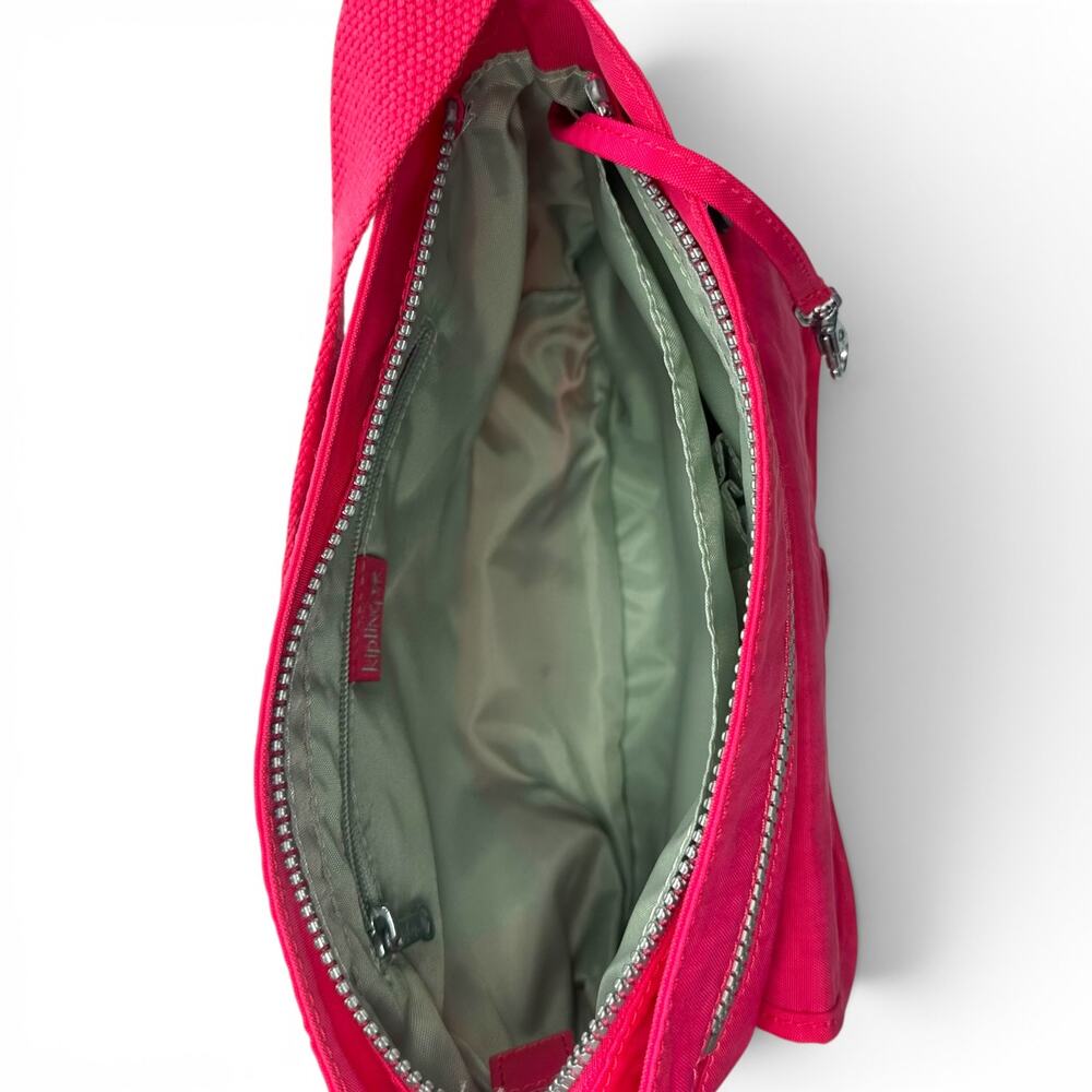 Kipling Medium Syro Canvas Crossbody Bag Hot Pink Nylon Travel Purse HB3819-688 - Picture 9 of 13